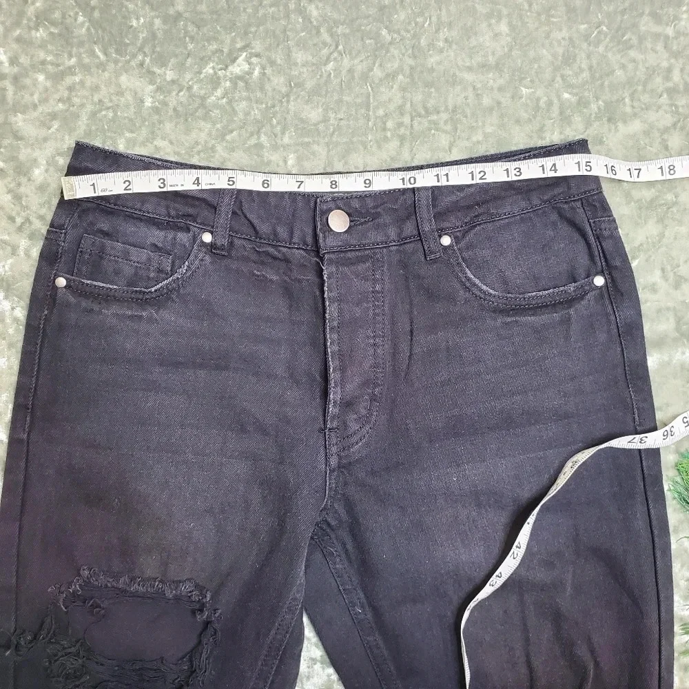 AFRM Black Distressed Button Front Jeans
